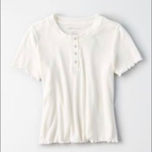 American Eagle white Henley top